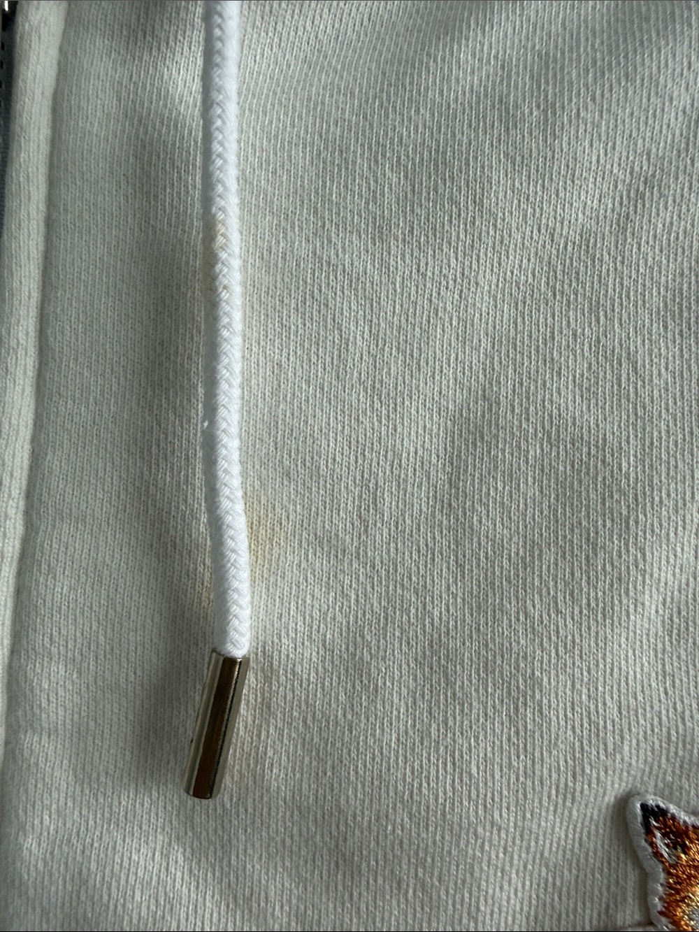 MAISON KITSUNE White Zip-Up Fox Patch Hoodie - Picture 3 of 8